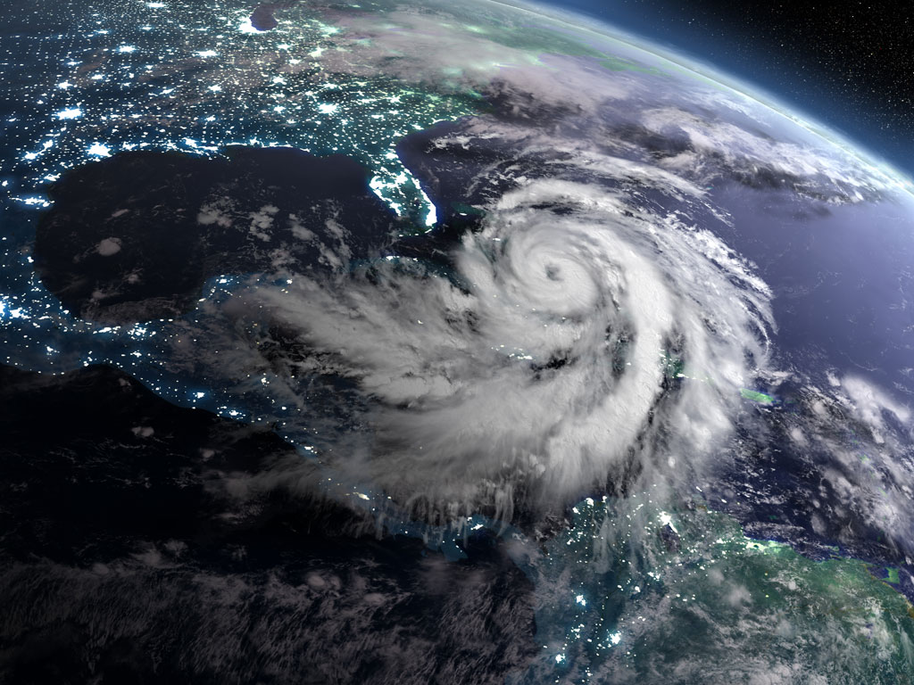 Hurricane night arial view