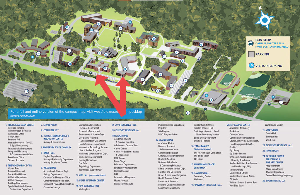 Westfield State University campus map